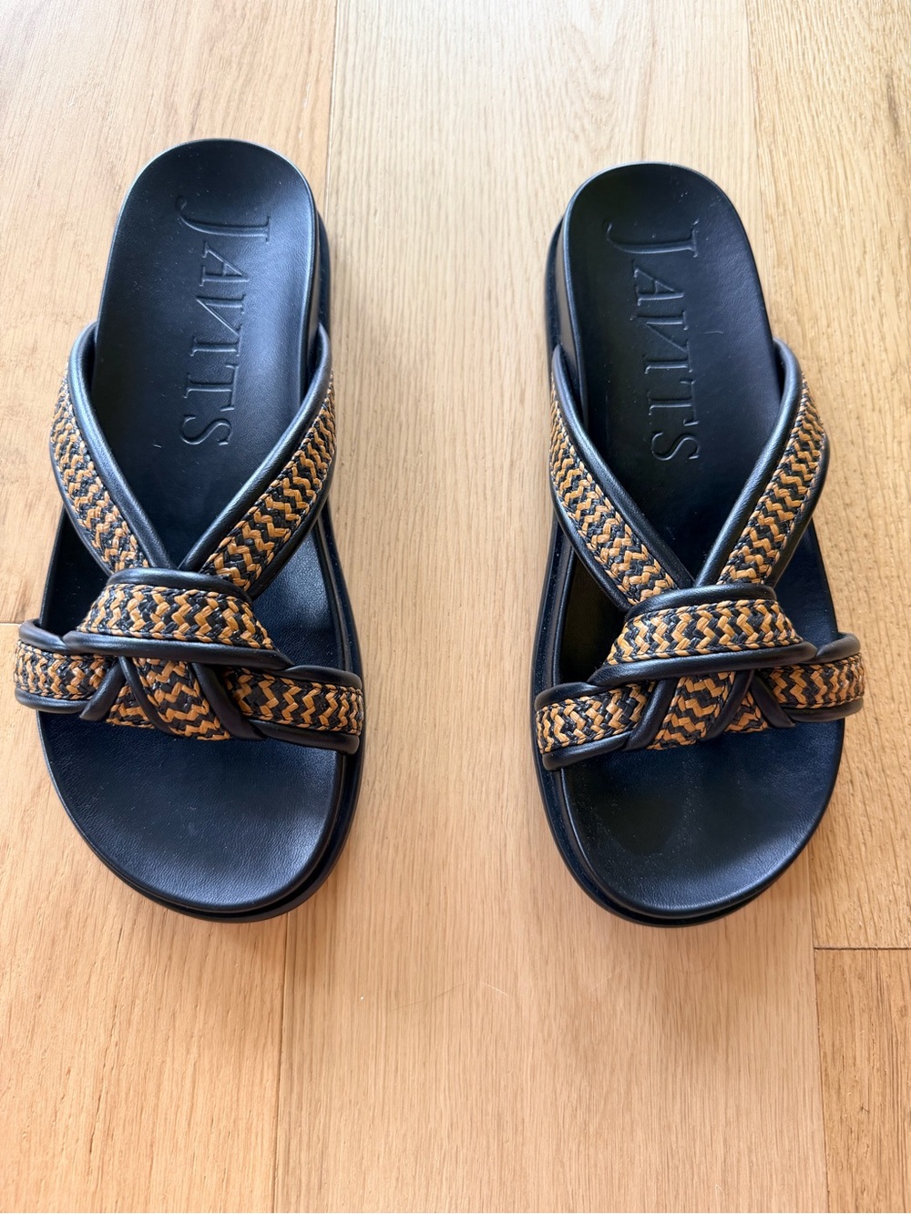 Eric Javits Notti Raffia Padded Footbed Slide Black NIB